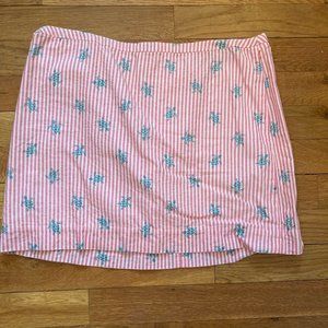 Vineyard Vines Pink Seersucker Skirt w/ Turtle Print Size 2